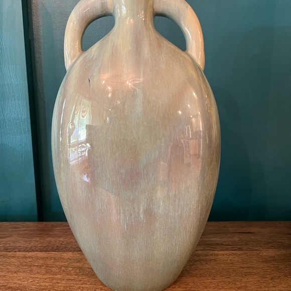 Two-handled Red Clay Vase W/Celadon Glaze - Picture 2 of 6